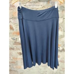 Chaps Womens Plus Size A-Line Skirt 1X Black Pull On Stretch Midi Casual